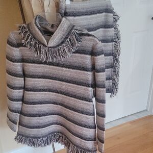 St John Sport Knit By Marie Gray Striped Knit Grey Sweater And Skirt